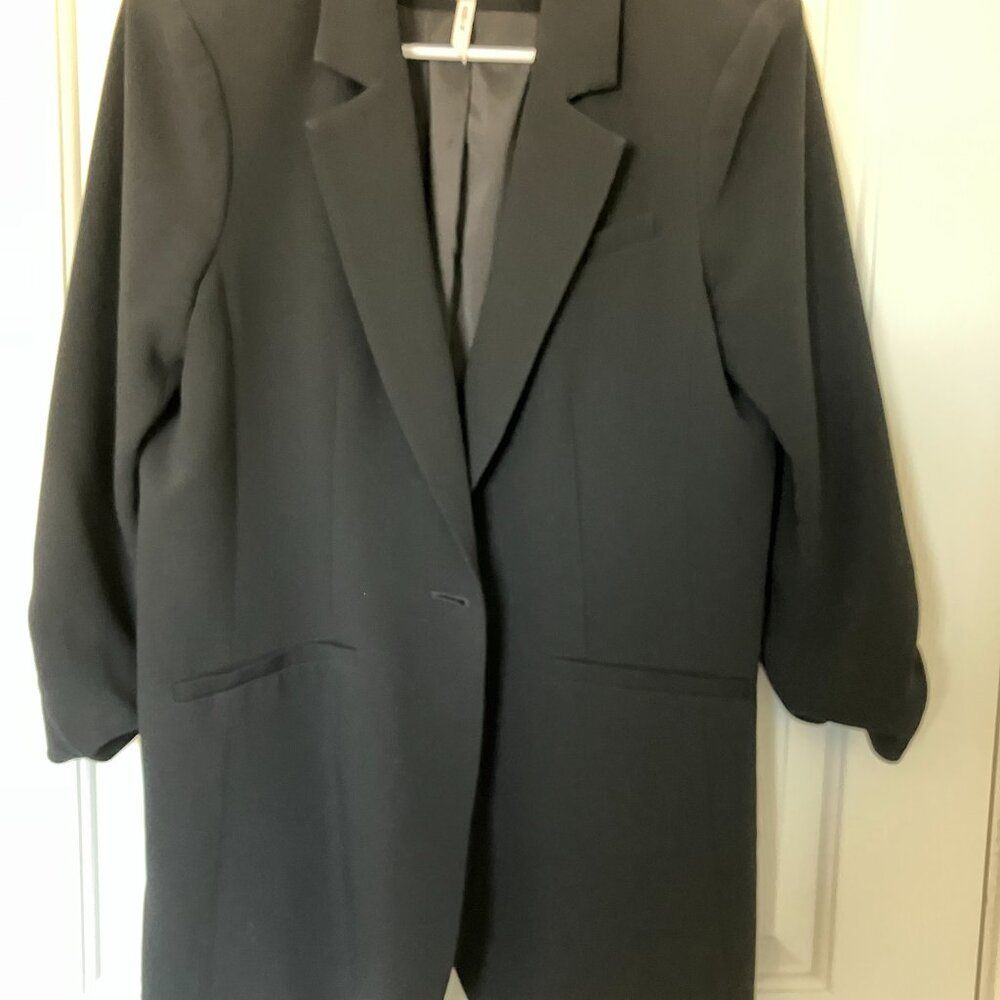 Cinq A Sept Khloe Blazer Womens 8 Black Ruched Sleeve One Button NWOT - Picture 5 of 11